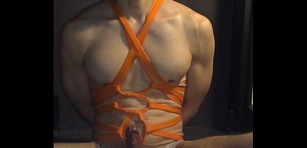  Muscular asian submissive hunk Tied up and tape gagged tightly